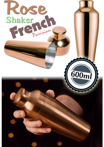 Şık 600ML Rose Fransız Kokteyl Karıştırıcı, Şık ve Dayanıklı Tasarım