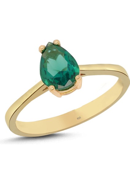 Peridot Damla Taşlı Gümüş Yüzük YZ08