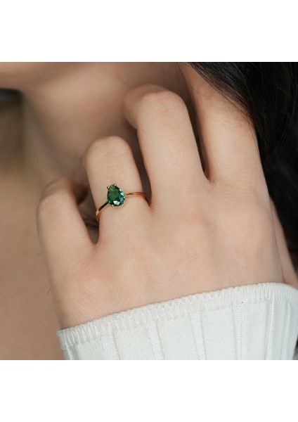 Peridot Damla Taşlı Gümüş Yüzük YZ08 fiyatları