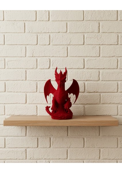 Kırmızı Ejderha Biblo 12 cm Dekoratif Fantastik Obje Hediyelik Süs Eşyası - EC001Z-56E3E4