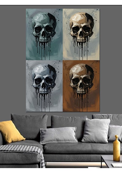 Kafatası Detayları Gotik Sanat Dekoratif Kanvas - Mdf Ahşap Tablo