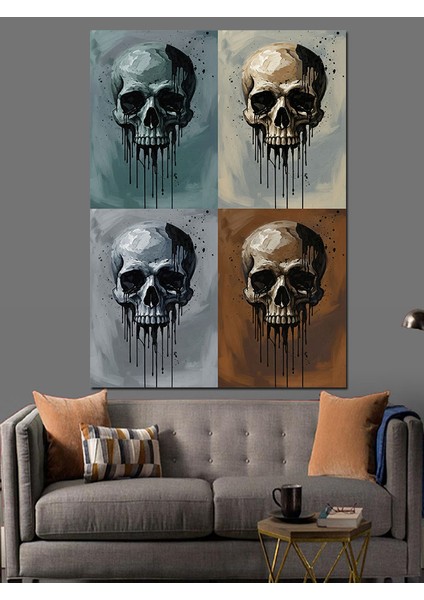 Kafatası Detayları Gotik Sanat Dekoratif Kanvas - Mdf Ahşap Tablo fiyatları