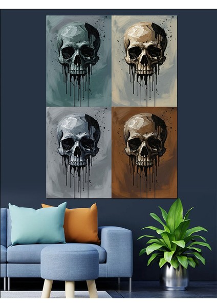 Kafatası Detayları Gotik Sanat Dekoratif Kanvas - Mdf Ahşap Tablo modelleri