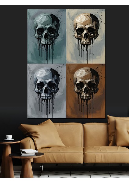 Kafatası Detayları Gotik Sanat Dekoratif Kanvas - Mdf Ahşap Tablo fırsatları