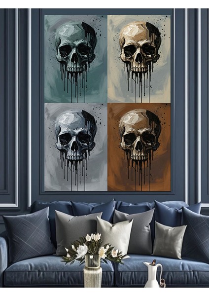 Kafatası Detayları Gotik Sanat Dekoratif Kanvas - Mdf Ahşap Tablo indirimleri