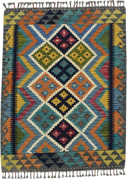El Dokuma Cerit Yörükleri Iran Yün Kilim 0548 - Yeni - Çok Renkli