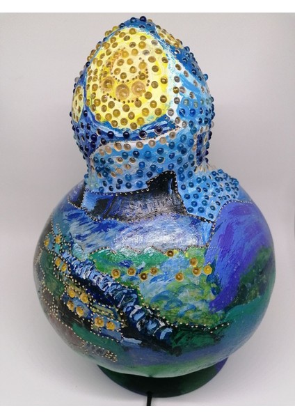 Yıldızlı Geceler Kabak Abajur, Sıcak ve Yumuşak Işık Dokusuyla