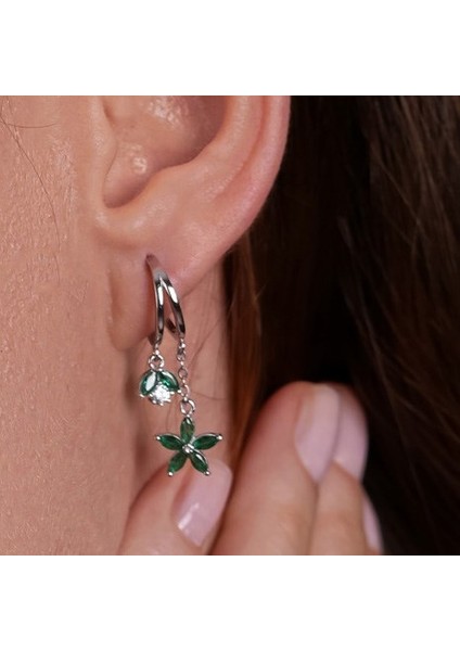 Yeşil Lotus Çiçekli Gümüş Küpe KP05 modelleri