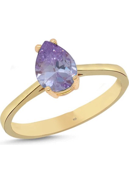 Lila Ametist Taşlı Gümüş Yüzük YZ05