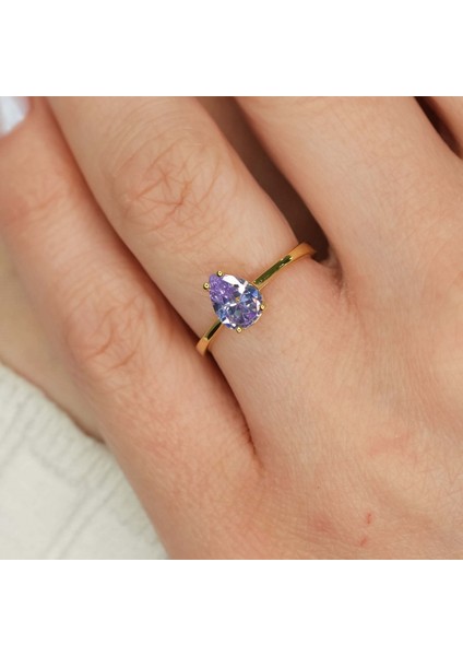 Lila Ametist Taşlı Gümüş Yüzük YZ05 fiyatları
