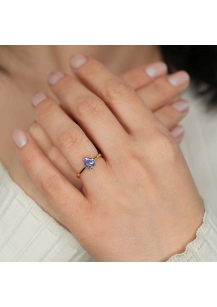 Lila Ametist Taşlı Gümüş Yüzük YZ05 modelleri