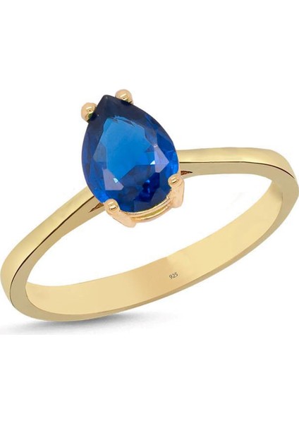 Mavi Topaz Taşlı Gümüş Yüzük YZ06