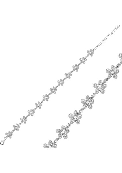 Lotus Çiçekli Gümüş Bileklik BLK38