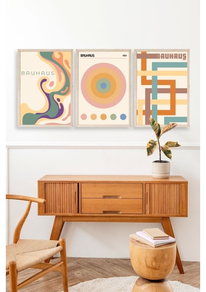 Bauhaus Üçlü Ahşap Çerçeveli Tablo modelleri