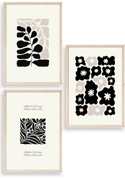 Modern Üçlü Ahşap Çerçeveli Tablo