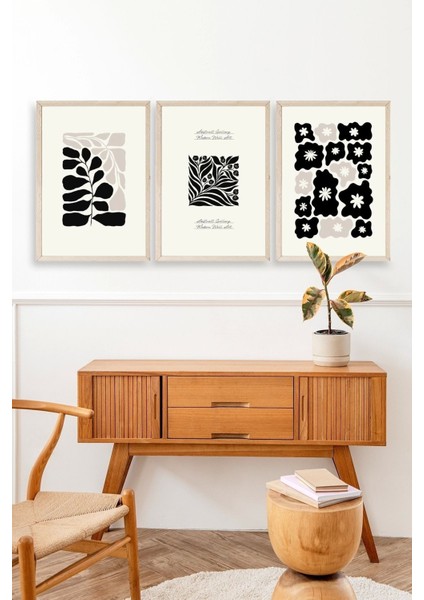 Modern Üçlü Ahşap Çerçeveli Tablo modelleri