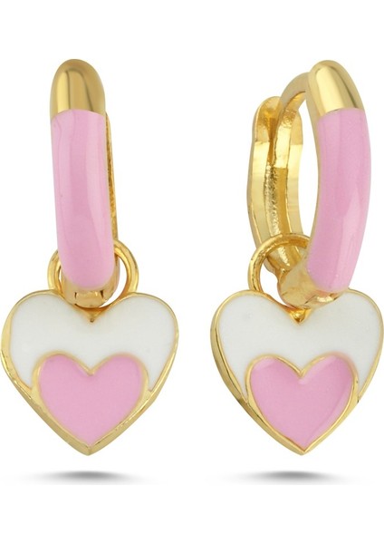 Pembe Kalpli Gümüş Küpe KP03