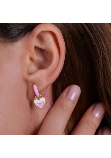 Pembe Kalpli Gümüş Küpe KP03 fiyatları