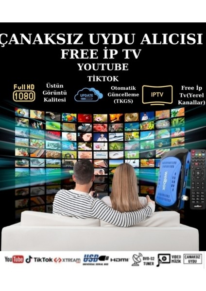 Full Hd Uydu Alıcısı, Wi-Fi ve Ip Anten ile Çanaklı ve Çanaksız Seçenek