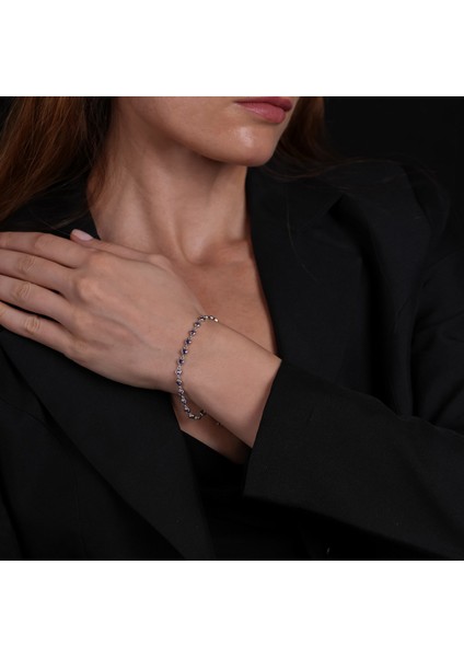 Mor Taşlı Kalpli Gümüş Bileklik BLK34 modelleri