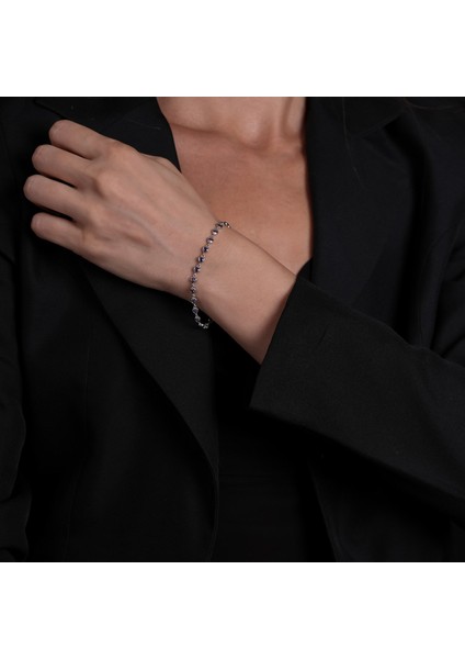 Mor Taşlı Kalpli Gümüş Bileklik BLK34 fırsatları