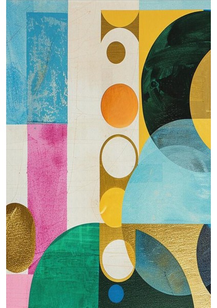 Renkli Geometrik Daireler Modern Soyut 3’lü Kanvas Tablo fırsatları