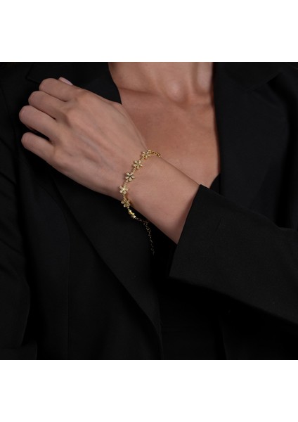 Taşlı Papatya Altın Kaplama Bileklik BLK14 modelleri