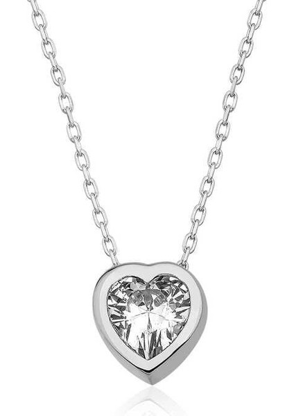 Gümüş Kalp Bayan Kolye