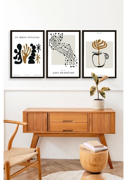 Modern Üçlü Ahşap Çerçeveli Tablo modelleri