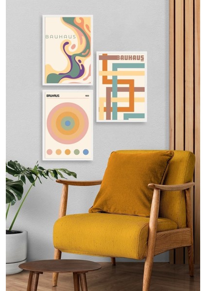 Bauhaus Üçlü Ahşap Çerçeveli Tablo modelleri