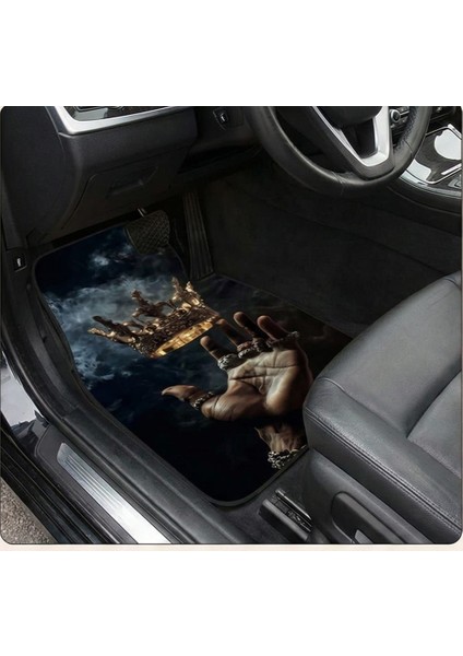 Kral Tacı ve El Tasarımlı 3D Baskılı Oto Paspas Seti - 4 Parça Üniversal