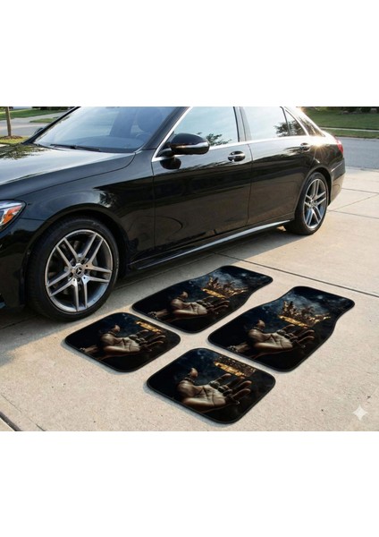 Kral Tacı ve El Tasarımlı 3D Baskılı Oto Paspas Seti - 4 Parça Üniversal