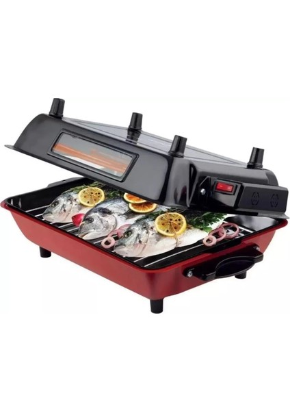 Büyük Elektrikli Izgara 35X25 Cm, Emaye Gövde ve Tepsi, Mangal ve Barbekü Keyfi
