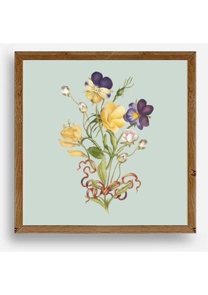 Çiçek Ahşap Çerçeveli Tablo