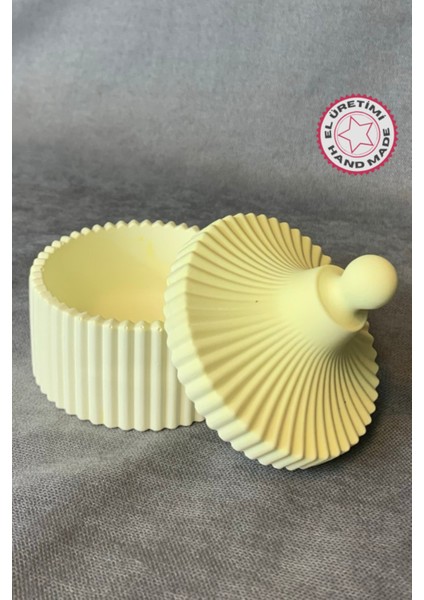 El Yapımı Sarı Mumluk ve Saklama Kutusu, 8X10 Cm, Zarif ve Şık Tasarım