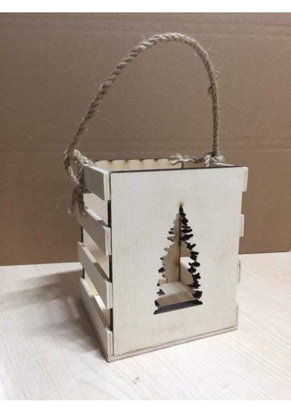 Şık Ahşap Dekoratif Çam Ağacı Mumluk YB-119 (14X11X11)