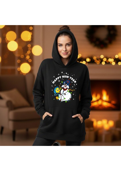 Yılbaşı Temalı Kapşonlu Sweatshirt Unisex Sweatshirt Kapşonlu modelleri