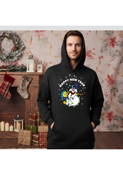 Yılbaşı Temalı Kapşonlu Sweatshirt Unisex Sweatshirt Kapşonlu fırsatları