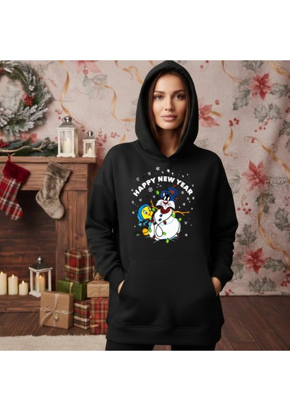 Yılbaşı Temalı Kapşonlu Sweatshirt Unisex Sweatshirt Kapşonlu indirimleri