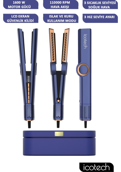 Mavi Airflow Saç Düzleştirici ve Maşası, Şekillendirme Aleti