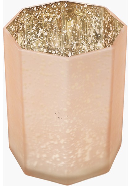 Şampanya Renkli Altıgen Mumluk, 13X13X15CM, Şık ve Şık Dekorasyon Parçası