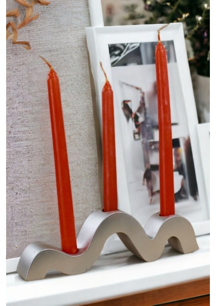 Şamdan Mumluk, Dekoratif Tealight, Gümüş Renk, Şık ve Zarif Tasarım