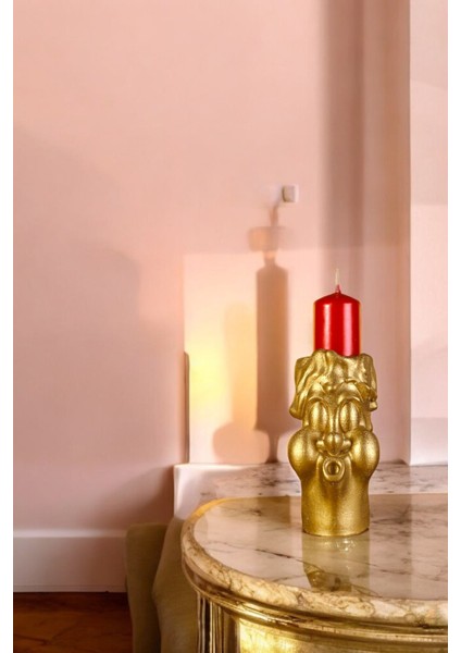 Ince Tasarımlı Altın Renk Mumluk Şamdan, Zarif Dekorasyon Parçası