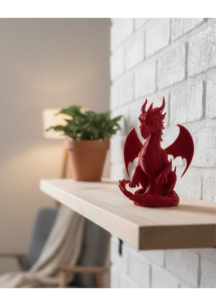 12 cm Kırmızı Ejderha Figürü Koleksiyonluk Dekoratif Biblo - EC001Z-56E3F5
