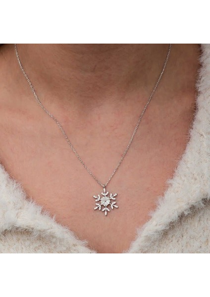 Gümüş Manolya Çiçeği Kar Tanesi Kadın Kolye indirimleri