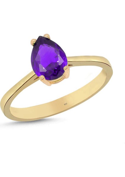 Ametist Taşlı Gümüş Yüzük YZ03