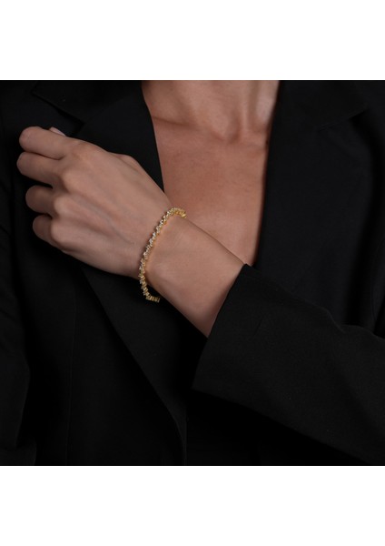 Zincir Taşlı Altın Kaplama Bileklik BLK11 fırsatları