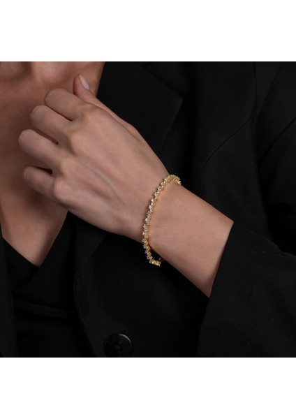 Zincir Taşlı Altın Kaplama Bileklik BLK11 indirimleri