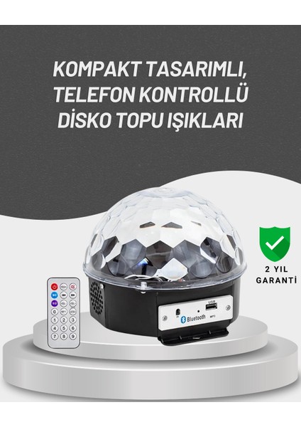 Uzaktan Kumandalı Rgb LED Disko Topu Bluetooth Hoparlörlü - EC001Z-56A1Y8