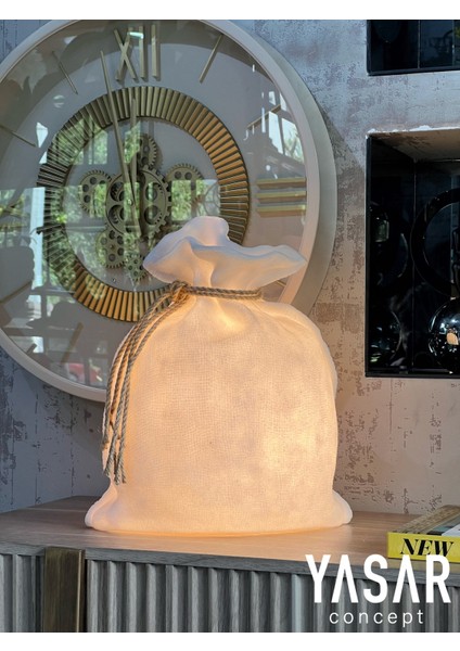 Hasır Görümlü Çanta ve Abajur Masa Lambası, 30X34 Cm, Şık ve Zarif Tasarım